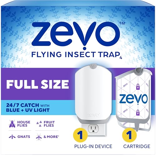 Zevo Flying Insect Trap for Fruit Flies & Gnats - 1 Base & 1 Refill