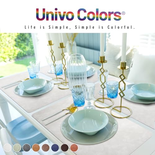 Large Faux Leather Placemats Set of 6, Retro Cowhide Pattern Table Mats