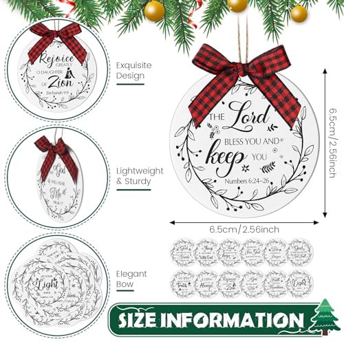 Soaoo 60 Pcs Christmas Bible Verse Ornaments White Wooden Christian Decor
