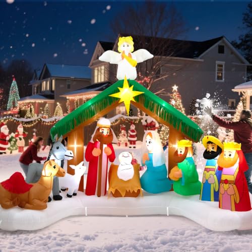 12FT Nativity Scene Inflatable with LED Lights - Large Outdoor Christmas Yard Decor (12ft Nativity Scene) by Wondiair