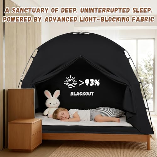 Indoor Blackout Bed Tent Privacy Canopy for Twin & Full Beds - 3 Doors