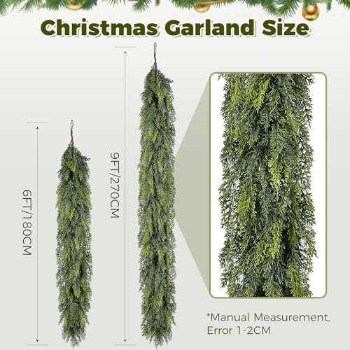 Bedee 6 ft Artificial Cedar Garland - Realistic Indoor Outdoor Christmas Decor Variation 1