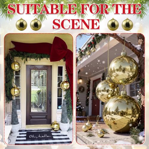Threan 6 Inch Large Gold Shiny Christmas Ball Ornaments for Christmas Tree - 1 Piece