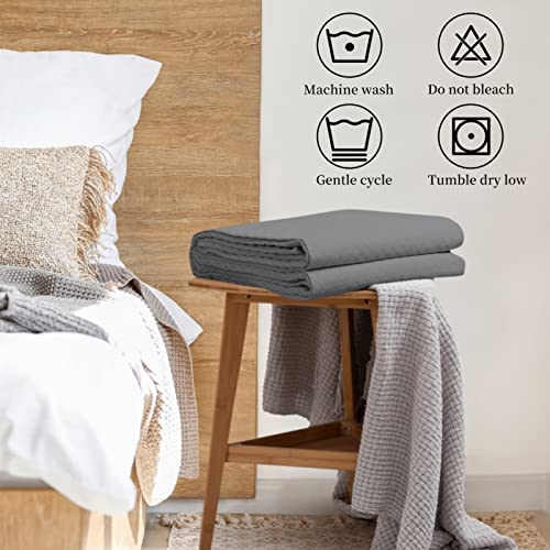 Luxury Checkered Microfiber Quilt Bedspread - Full/Queen, Dark Grey