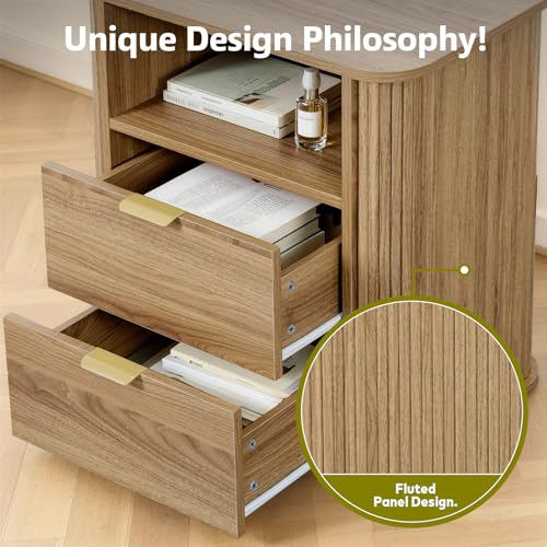 3-Piece Fluted Bedroom Furniture Set: 6-Drawer Dresser & 2 Nightstands