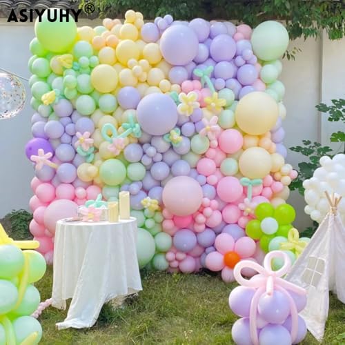 ASIYUHY 12 Inch Pastel Balloons 100 Pack Multicolor Rainbow Latex Balloons