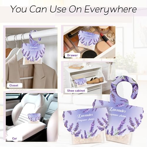 18 Pack Lavender Scented Sachets for Closets, Drawers, and Car Air Freshener