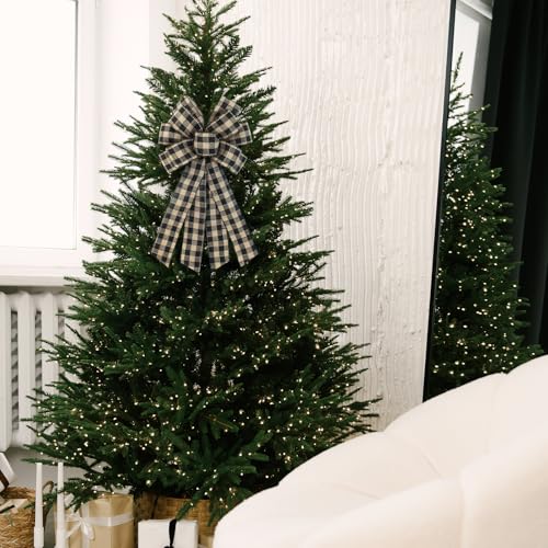 Large Black Buffalo Plaid Wreath Bow - Rustic Farmhouse Decor (11x21 in)