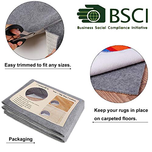 Non-Slip Rug Pad 10x14 Ft - Felt and Rubber Double Layer Carpet Cushion