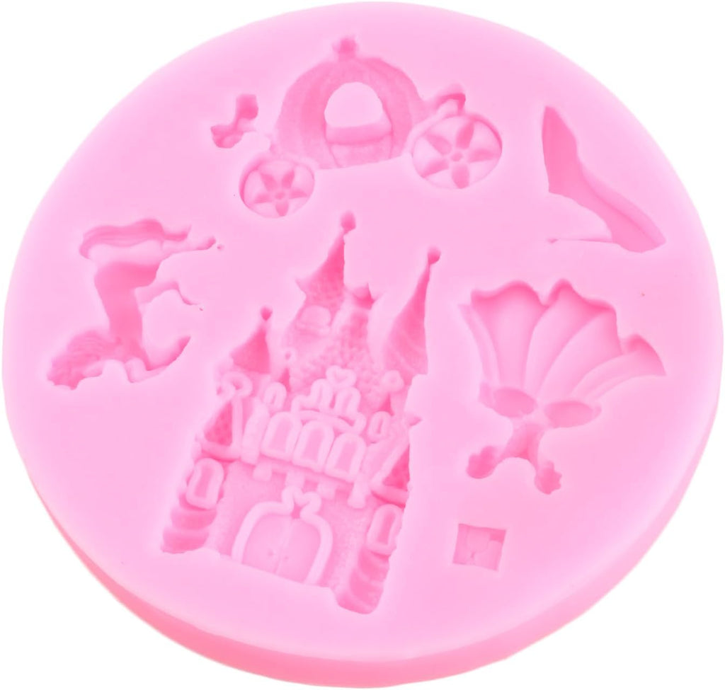 Skiennix Silicone Mold Set - Cinderella Fondant Molds for Cake Decoration | 4-Piece Baroque Photo Frame & Crown Design