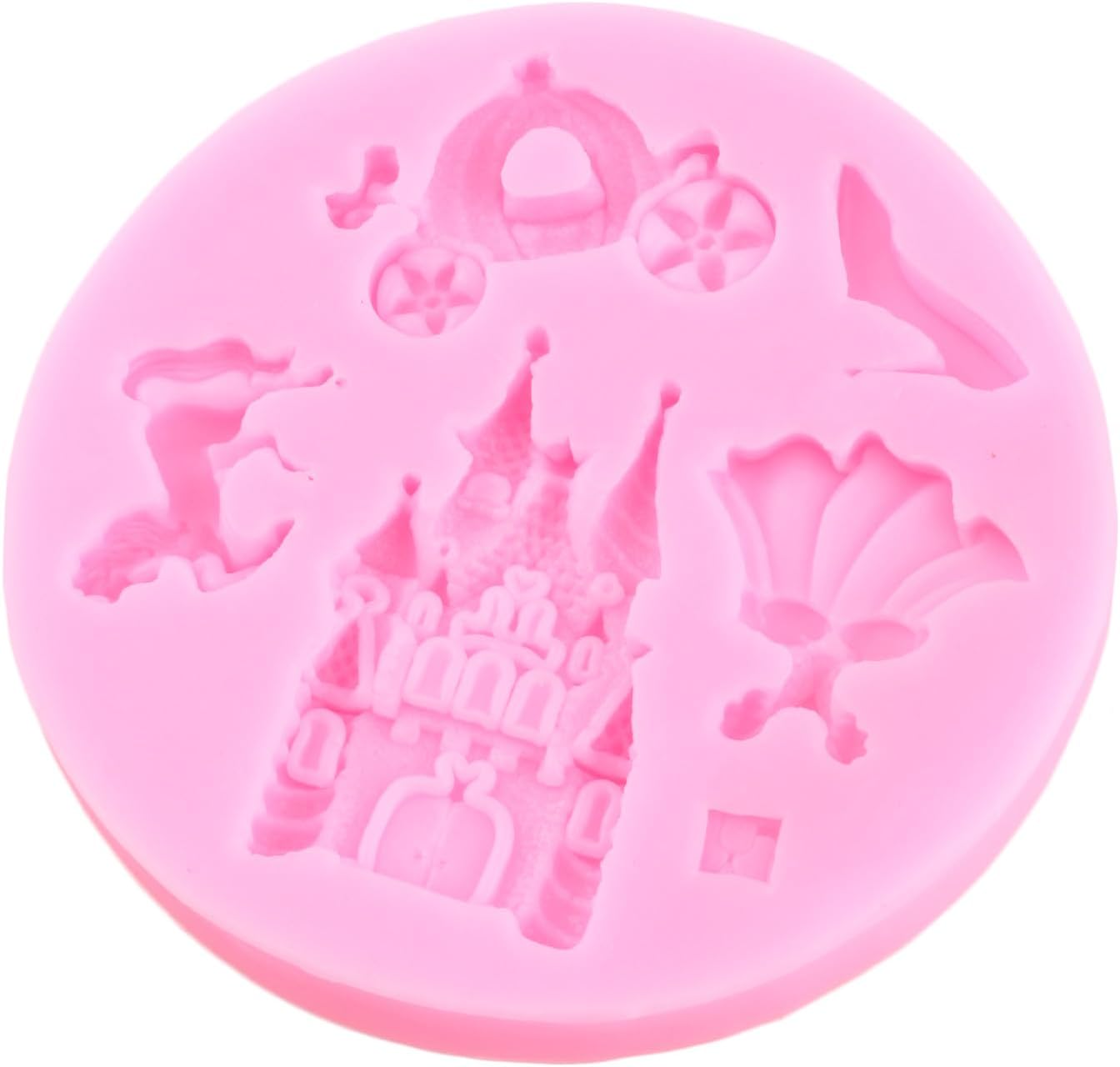 Skiennix Silicone Mold Set - Cinderella Fondant Molds for Cake Decoration | 4-Piece Baroque Photo Frame & Crown Design