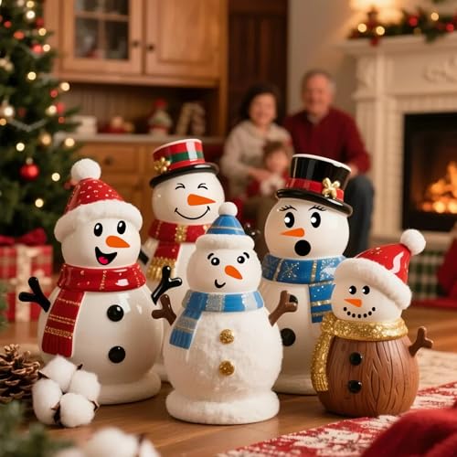 CRYSFIY 40PCS Snowman Face Stickers for Crafts - 2 Sheets Holiday Decals