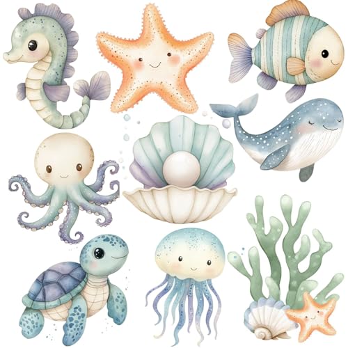 12-Inch Under the Sea Party Decorations, Ocean Animal Stand-Up Cutouts (9PCS)