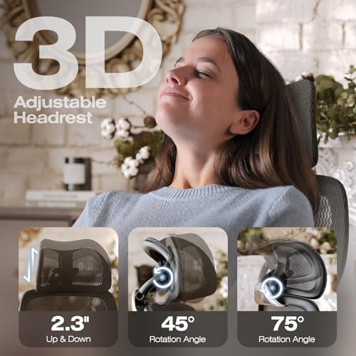 ELABEST Midnight Mist Ergonomic Mesh Office Chair with Footrest & 5D Flip-Up Arms - Big & Tall Home/Office Chair