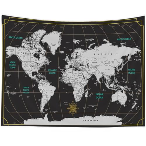 World Map Wall Tapestry (80x60 Inches) - Educational Art for Bedroom & Dorm