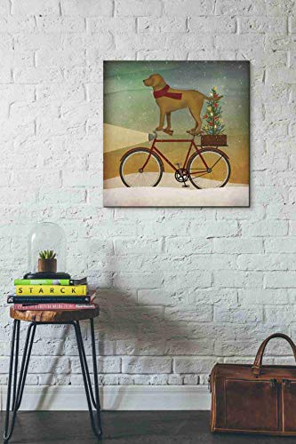 Epic Graffiti Yellow Lab on Bike Christmas Canvas Wall Art 26x26 by Ryan Fowler