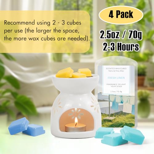 Natural Scented Soy Wax Melts - 4 Pack Summer Fragrance Cubes for Warmers