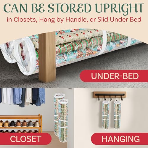 Clear Wrapping Paper Storage Bags Set of 2 Extra-Long Organizers