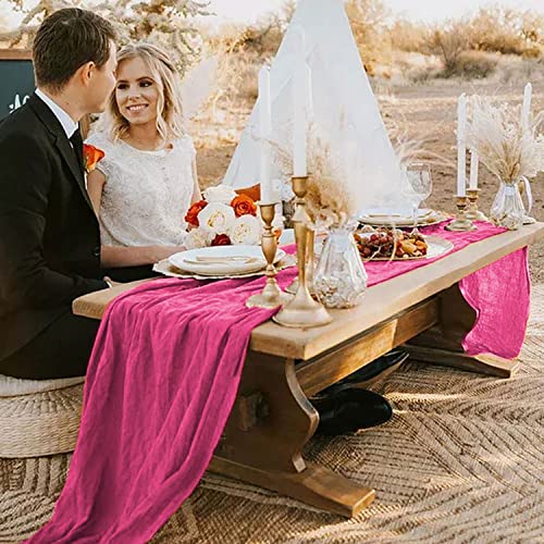 FANPROMS Pink Cheesecloth Table Runner 35 x 10Ft 6 Pack for Wedding & Event Decor