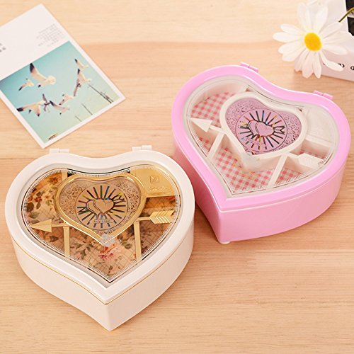 Heart-Shaped Ballerina Music Box with Rotating Figurine and Jewelry Storage