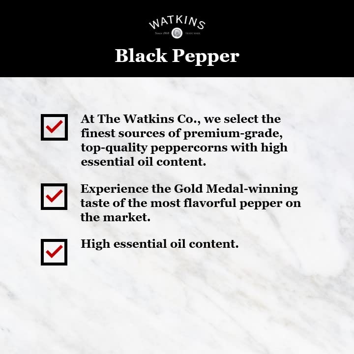 Watkins Gourmet Pure Ground Black Pepper - 6 oz Tin for Flavorful Cooking | 1-Pack