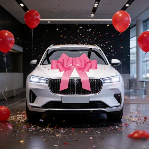 30-Inch Giant Pink Car Bow - Large Pull Bow for Vehicles & Big Gifts