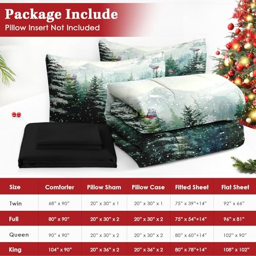 WeCozy King Christmas Tree Comforter Set with Sheets - 7 Pieces Winter Bedding