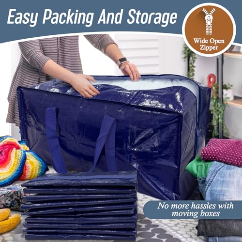 FYGRIP Extra Heavy Duty Large Moving Bags 6 Pack, Dark Blue