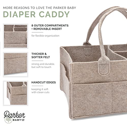 Parker Baby Felt Diaper Caddy Organizer - Oatmeal Portable Nursery Storage Bin