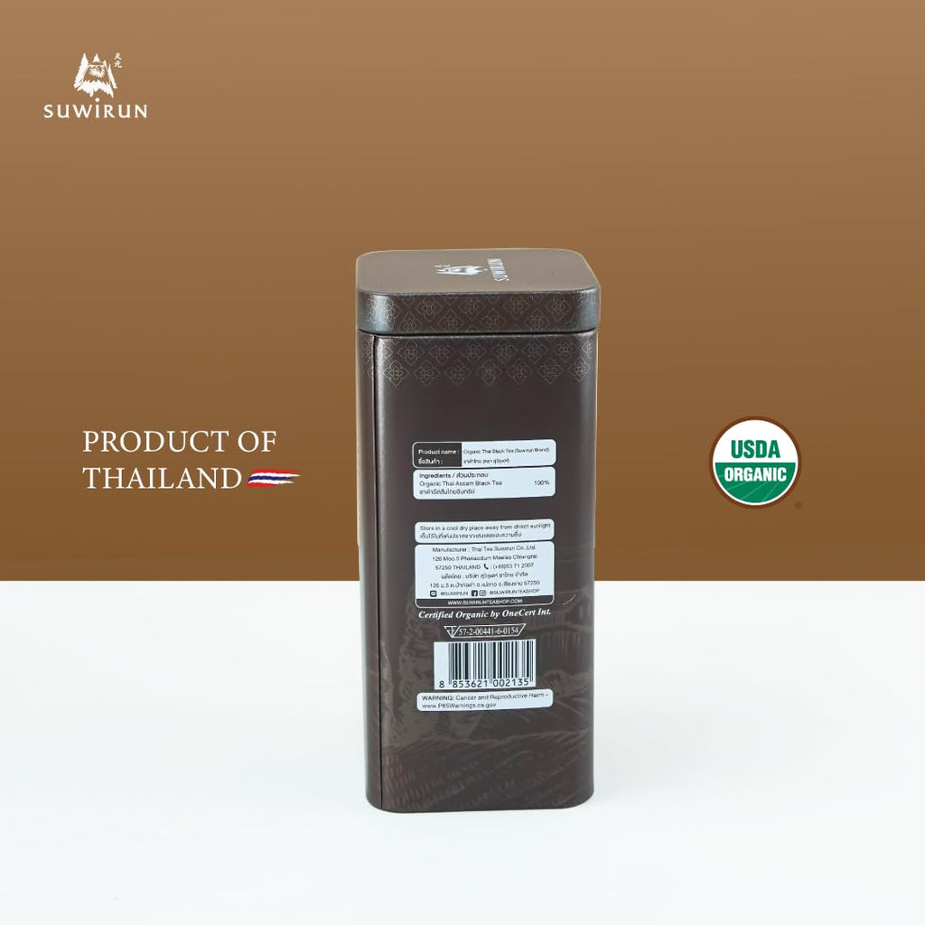 Suwirun Organic Assam Thai Black Tea 25 Bags – Bold, Smooth & Aromatic – Premium Quality, No Additives – Perfect for Hot, Iced & Thai Milk Tea