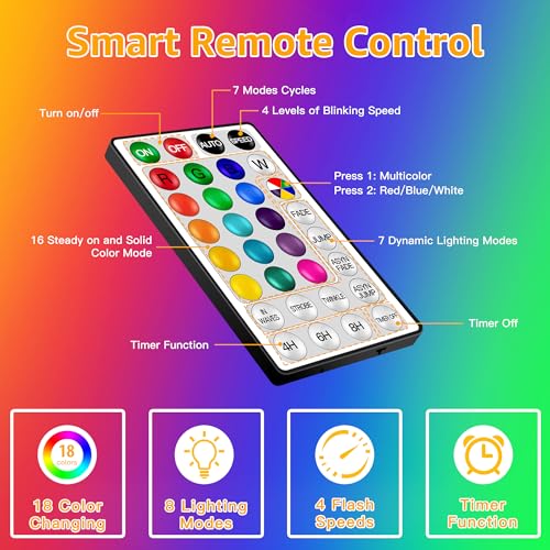 33ft LED Rope Lights, Color Changing Flexible String Lights with Remote