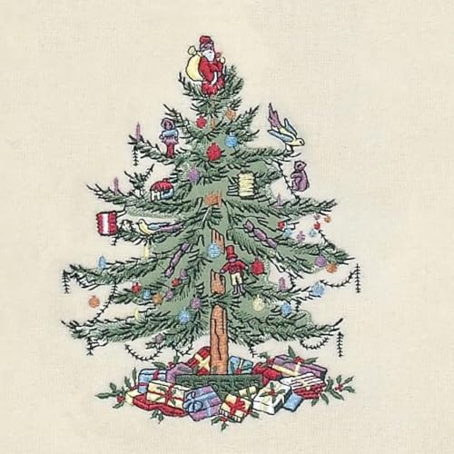 Spode Christmas Bath Towel - Festive Holiday Cotton Towel, Soft & Absorbent, 27x50 inches, Tartan Border