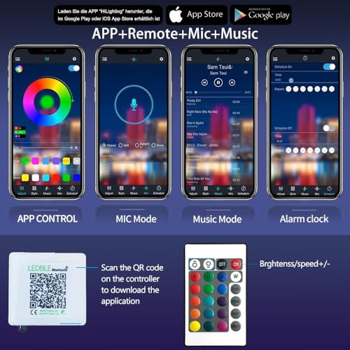 AILBTON 20ft RGB LED Strip Lights Music Sync Color Changing with App & Remote