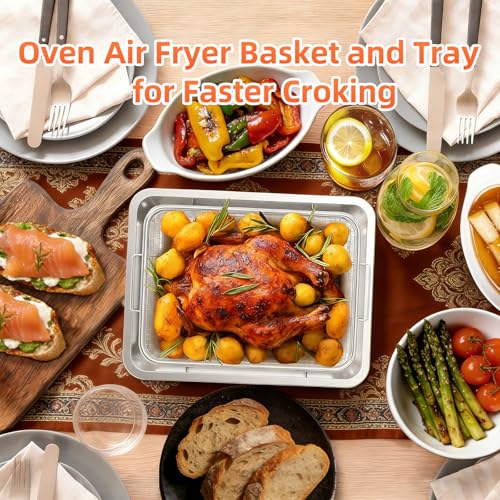 Air Fryer Baking Tray and Wire Mesh Basket Set for Toaster Ovens