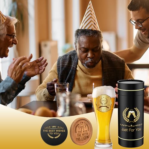 75th Birthday Beer Glass and Coaster Gift Set - 1951 Aged to Perfection