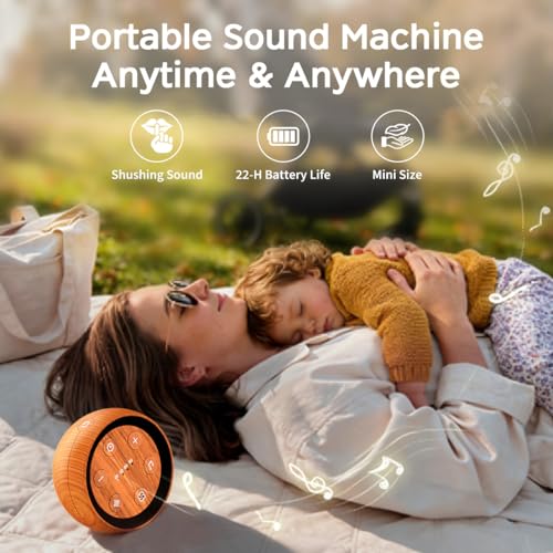 Portable Rechargeable White Noise Sound Machine - 32 Sounds & Timer