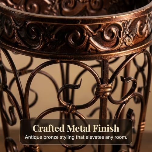 Antique Metal Umbrella Stand with Removable Drip Tray for Entryway