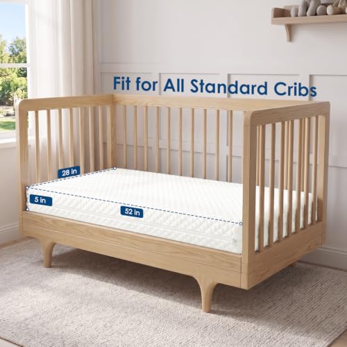 Dual-Sided Memory Foam Crib & Toddler Mattress - Washable Cover, 52" x 28" x 5"