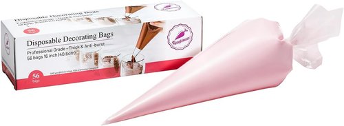 Keenpioneer Disposable Cake Decorating Piping Bag - 16 Inch, Clear, 56 Count for Easy Pastry Decorating