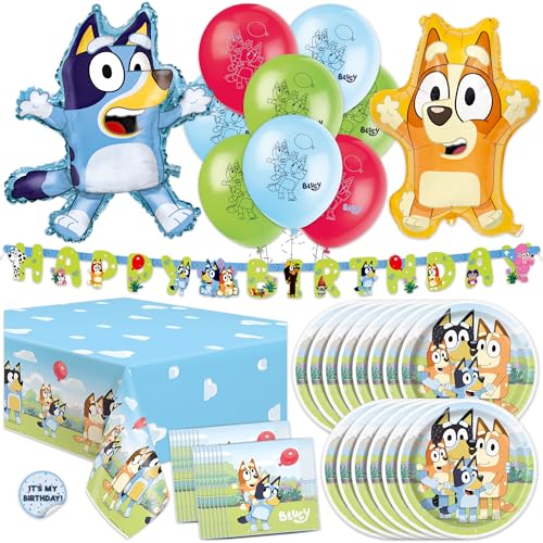 Animated Dog Birthday Party Supplies Kit for 16 Guests with Tableware