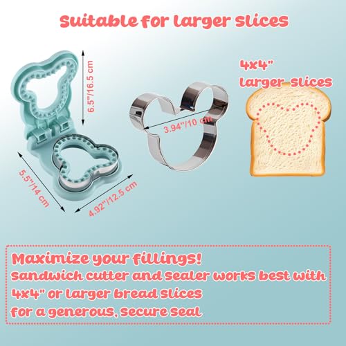 Mouse Sandwich Cutter and Sealer Stainless Steel Crustless Maker Blue