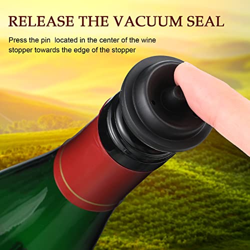 Honoson 18 Pcs Black Bottle Stoppers with Vacuum Pump Set - Wine Preservers