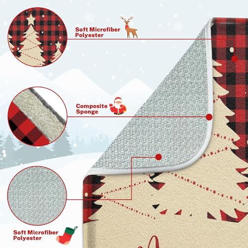 Sanwarm Christmas Tree 24x18 Inch Absorbent Dish Drying Mat for Kitchen