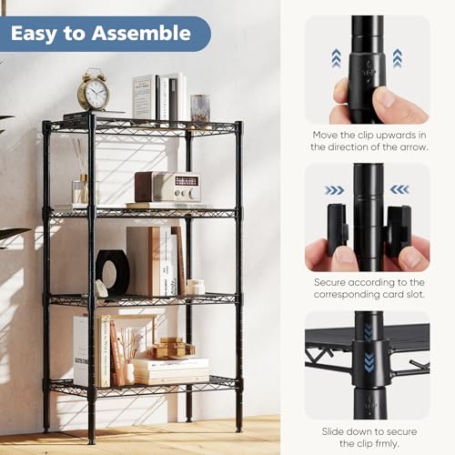 4-Tier Metal Wire Storage Shelves Adjustable Heavy Duty Standing Rack