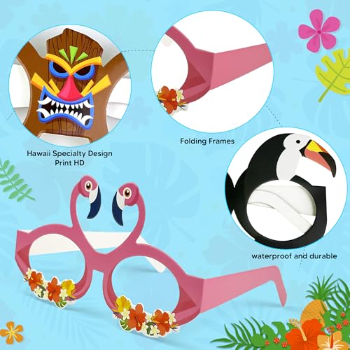 Hawaiian Theme Paper Eyeglasses - 12 PCS Tropical Party Props