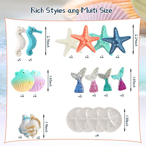 Resin Ocean-Themed Christmas Ornaments - 40 Pieces Sea Creatures Decor