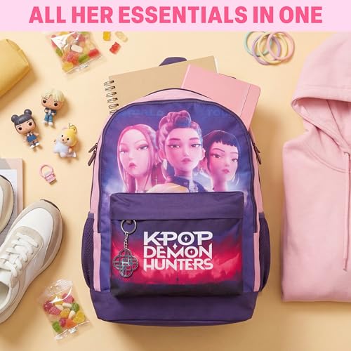KPop Demon Hunters School Backpack for Girls - 18in Purple Bookbag