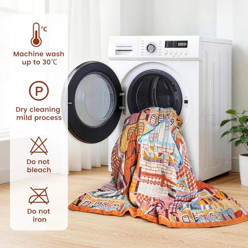 MSGKV Roman Castle Cotton Throw Blanket 50x60 Vintage Boho Knit