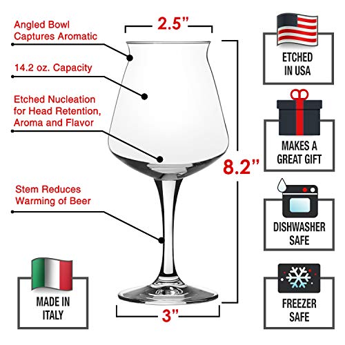 Nucleated Teku Stemmed Beer Glass - 14.2 oz Craft Beer Tasting Glass