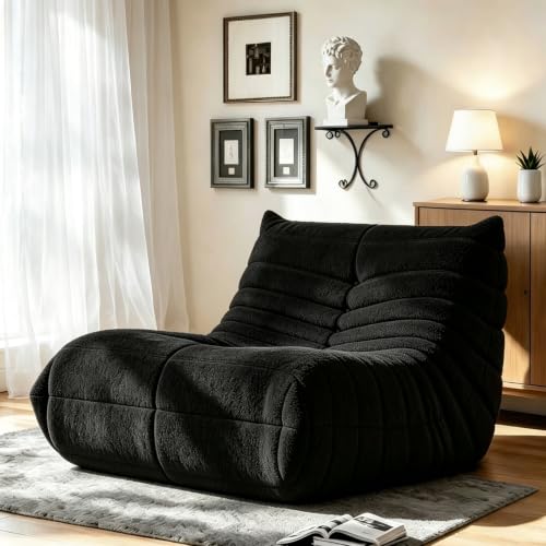 Ergonomic Memory Foam Bean Bag Chair - Soft Teddy Fabric Floor Sofa